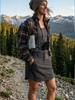 Toad&Co Rover Skirt Olive Grey Zip Fly Eco-Friendly Outdoor Sz 6 Small